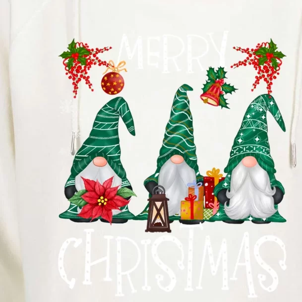 Merry Christmas Gnome Family Light Christmas Gift Womens Funnel Neck Pullover Hood