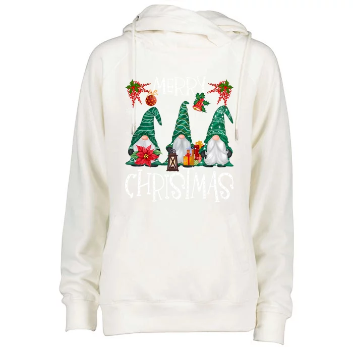 Merry Christmas Gnome Family Light Christmas Gift Womens Funnel Neck Pullover Hood