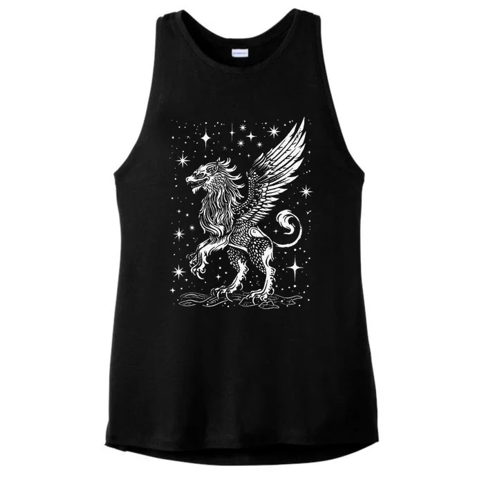 Mystical Creepy Gryphon Greek Mythical Creature Ladies Tri-Blend Wicking Tank