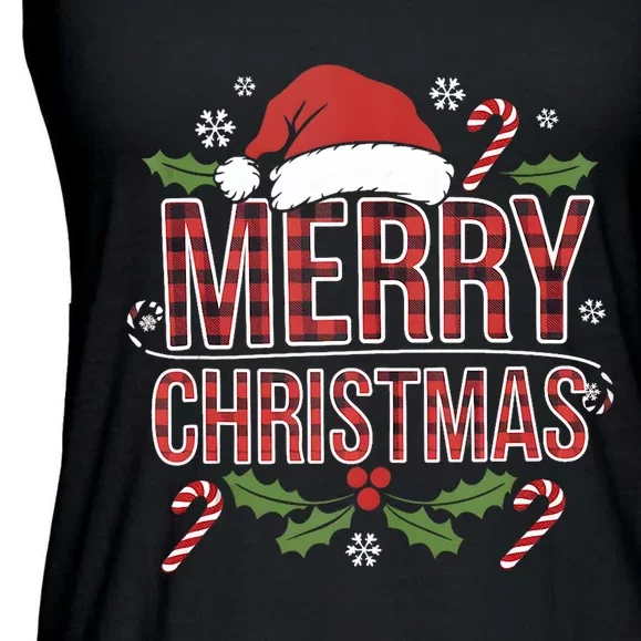 Merry Christmas Gifts Lights Red Santa Hat For Tank Top Ladies Essential Flowy Tank