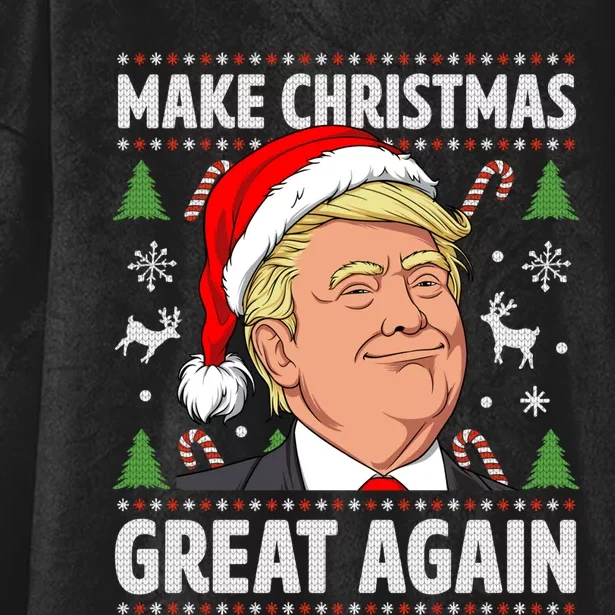 Make Christmas Great Again Funny Trump Ugly Christmas Hooded Wearable Blanket