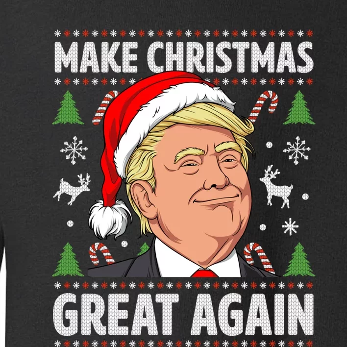 Make Christmas Great Again Funny Trump Ugly Christmas Toddler Sweatshirt