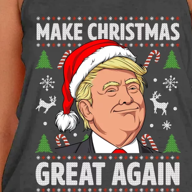 Make Christmas Great Again Funny Trump Ugly Christmas Women's Knotted Racerback Tank