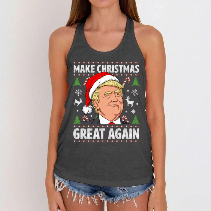 Make Christmas Great Again Funny Trump Ugly Christmas Women's Knotted Racerback Tank