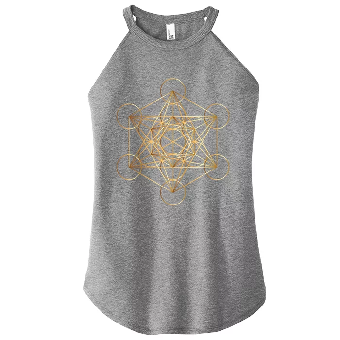 Metatron's Cube Golden Sacred Geometry Great Gift Women’s Perfect Tri Rocker Tank