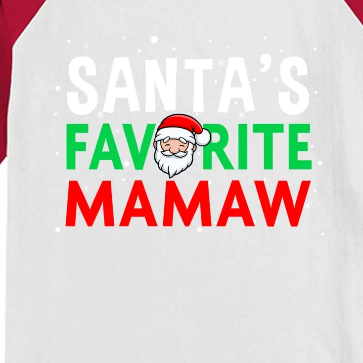 Mom Christmas Gift Santas Favorite Mamaw Gift Kids Colorblock Raglan Jersey