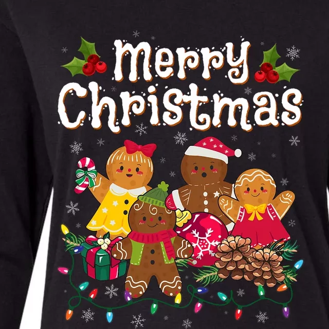 Merry Christmas Gingerbread Cookies Womens Cotton Relaxed Long Sleeve T-Shirt