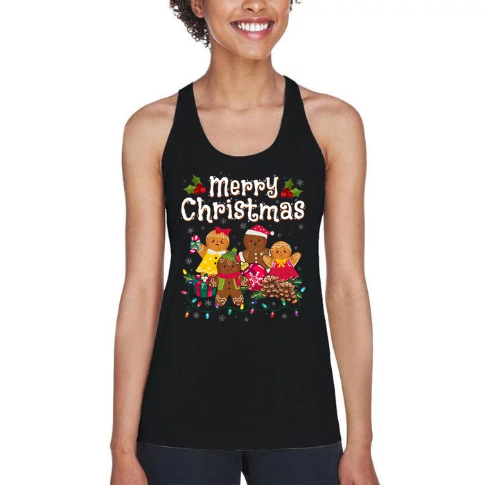 Merry Christmas Gingerbread Cookies Women's Racerback Tank