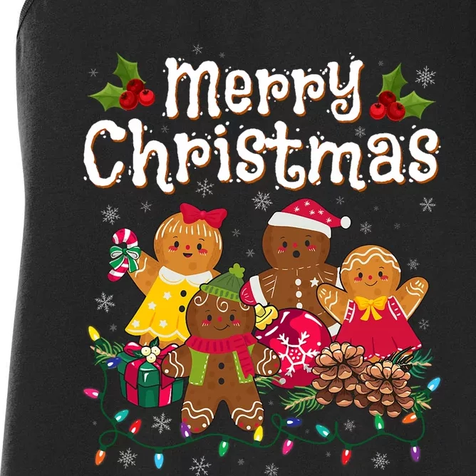 Merry Christmas Gingerbread Cookies Women's Racerback Tank