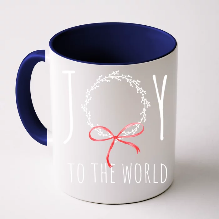 Minimalist Christmas Gift Joy To The World Funny Gift Front & Back Coffee Mug