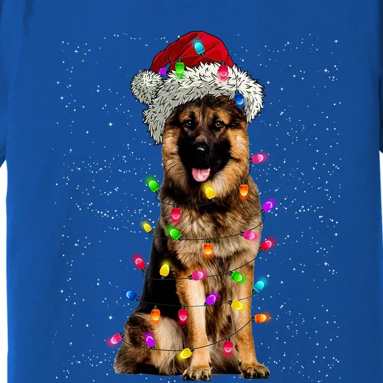 Merry Christmas Ger Shepherd Santa Hat Lights Xmas Gift Premium T-Shirt