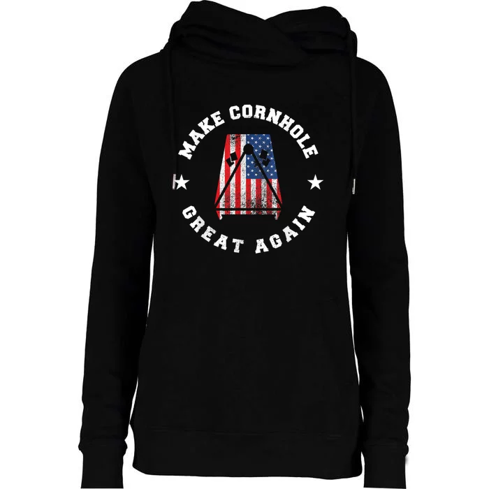 Make Cornhole Great Again Funny USA Womens Funnel Neck Pullover Hood