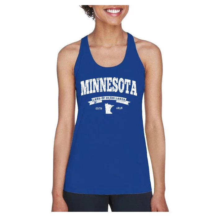 Minnesota Cool Gift Vintage Minnesota Gift Retro Mn Women's Racerback Tank