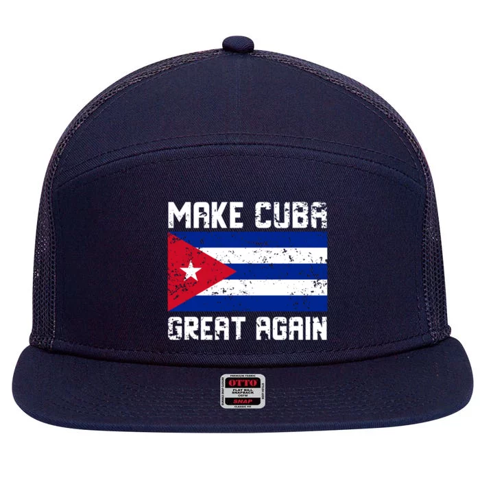 Make Cuba Great Again Abajo La Dictadura Cuban Flag Cool Gift 7 Panel Mesh Trucker Snapback Hat