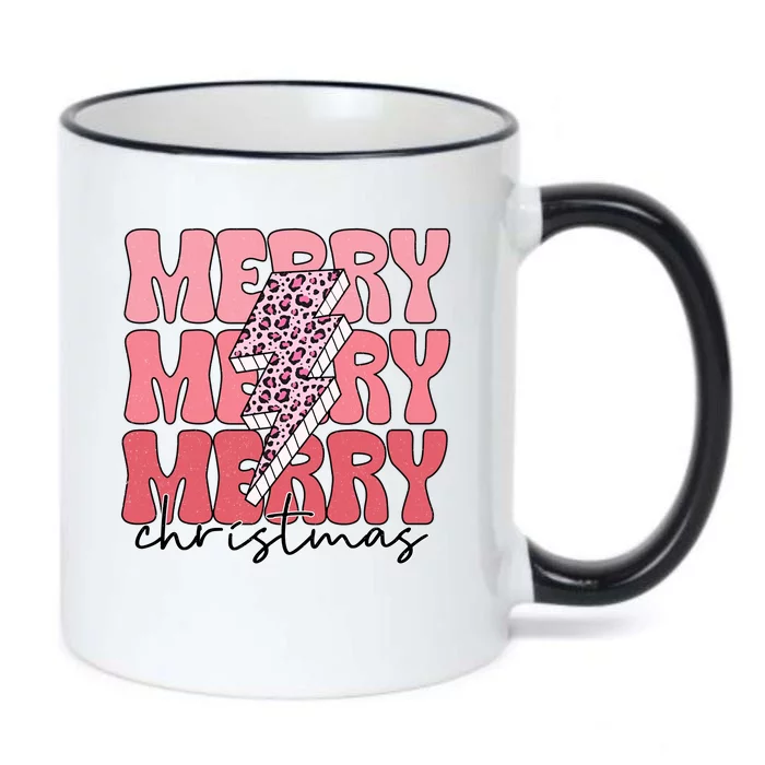 Merry Christmas Groovy Retro Lightning Bolt Black Color Changing Mug