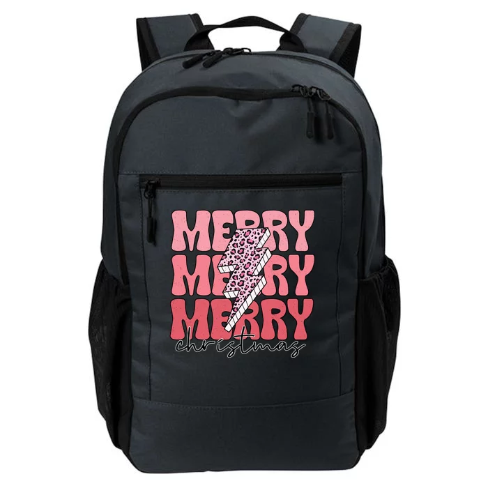 Merry Christmas Groovy Retro Lightning Bolt Daily Commute Backpack