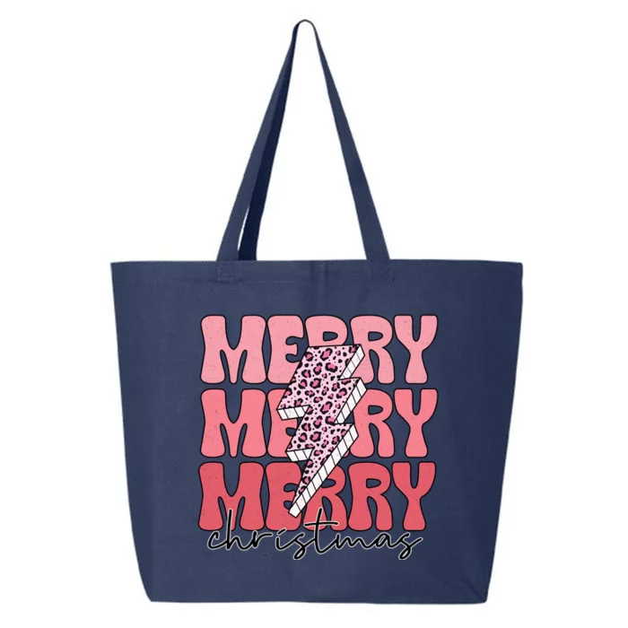 Merry Christmas Groovy Retro Lightning Bolt 25L Jumbo Tote