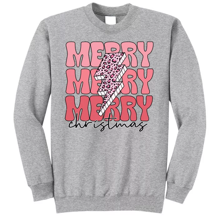 Merry Christmas Groovy Retro Lightning Bolt Sweatshirt