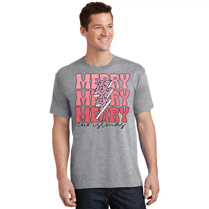 Merry Christmas Groovy Retro Lightning Bolt T-Shirt