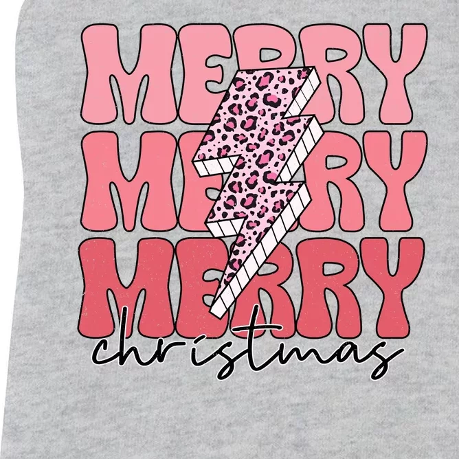 Merry Christmas Groovy Retro Lightning Bolt Women's Racerback Tank