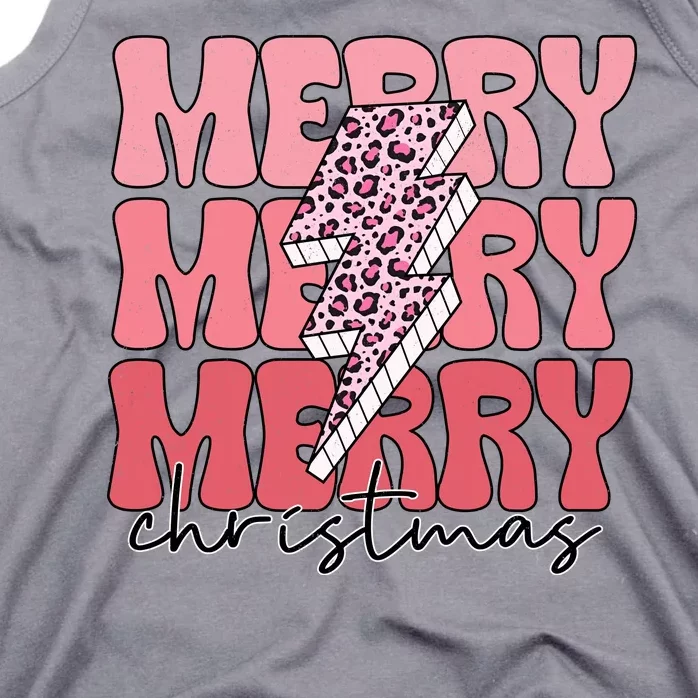 Merry Christmas Groovy Retro Lightning Bolt Tank Top