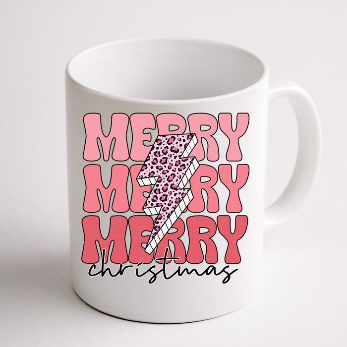 Merry Christmas Groovy Retro Lightning Bolt Front & Back Coffee Mug