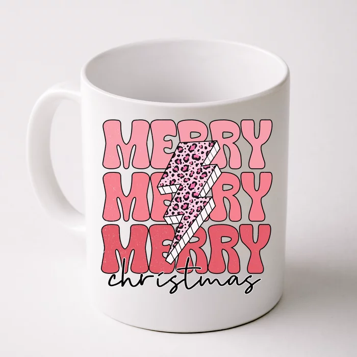 Merry Christmas Groovy Retro Lightning Bolt Front & Back Coffee Mug