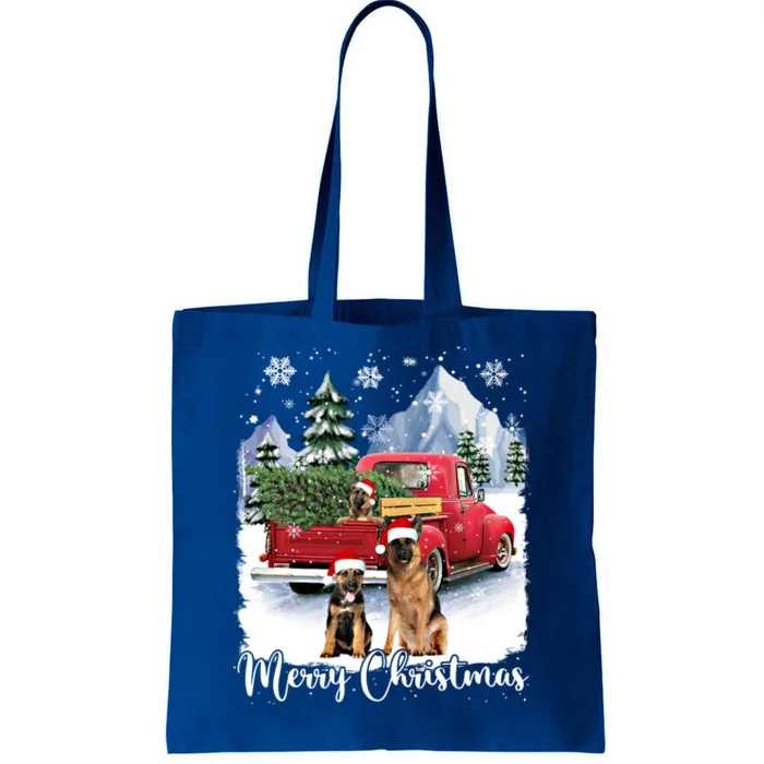 Merry Christmas Ger Shepherds Santa Red Truck Xmas Tree Gift Tote Bag