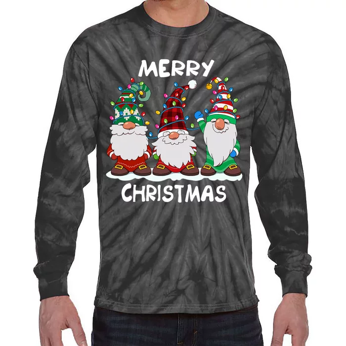 Merry Christmas Gnomes Xmas Family Tie-Dye Long Sleeve Shirt