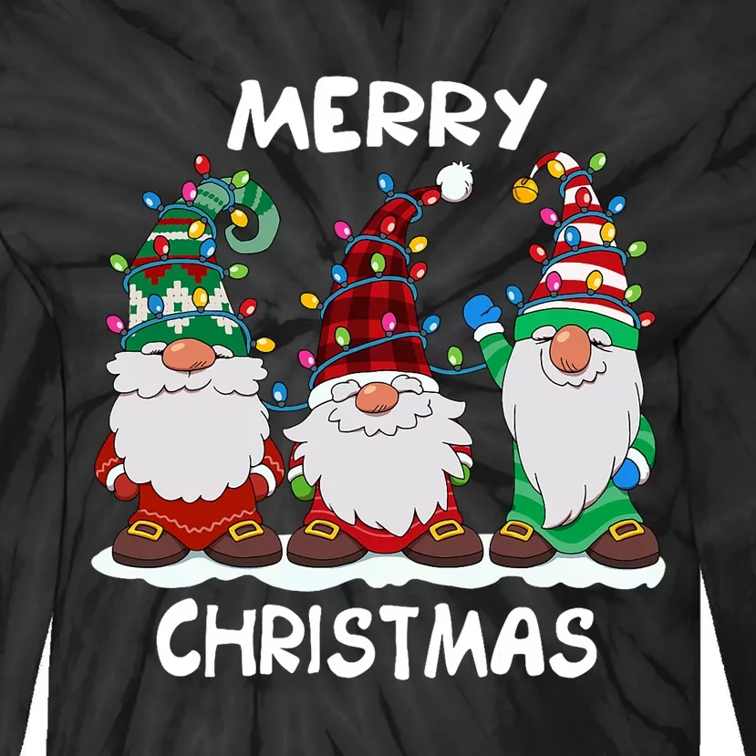 Merry Christmas Gnomes Xmas Family Tie-Dye Long Sleeve Shirt