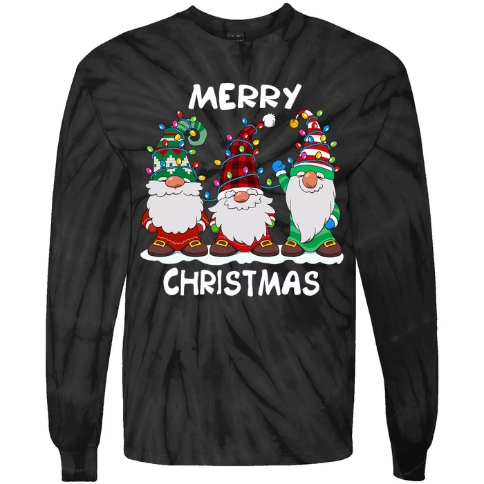 Merry Christmas Gnomes Xmas Family Tie-Dye Long Sleeve Shirt