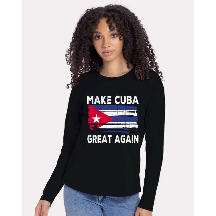 Make Cuba Great Again Cuba Flag Cuban Cuba Funny Gift Womens Cotton Relaxed Long Sleeve T-Shirt