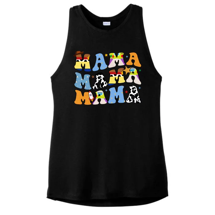 Mama Cow Girl Print Cute Ladies Tri-Blend Wicking Tank