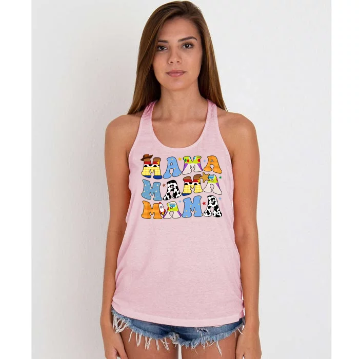 Mama Cow Girl Print Cute Women's Knotted Racerback Tank