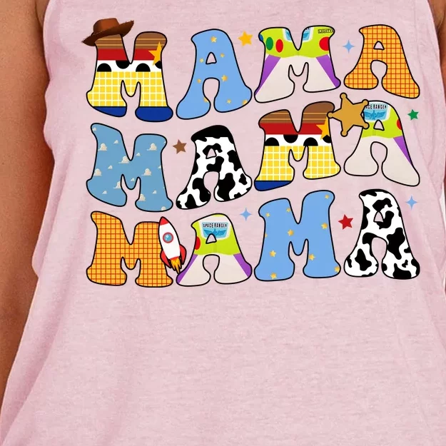 Mama Cow Girl Print Cute Women's Knotted Racerback Tank