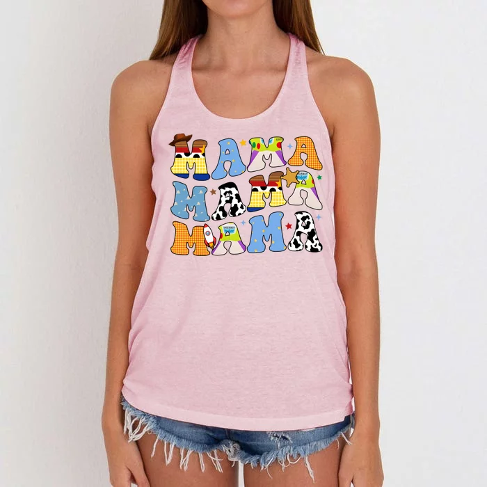 Mama Cow Girl Print Cute Women's Knotted Racerback Tank