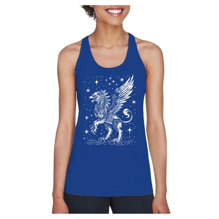 Mystical Creepy Gryphon Greek Mythical Creature Women's Racerback Tank