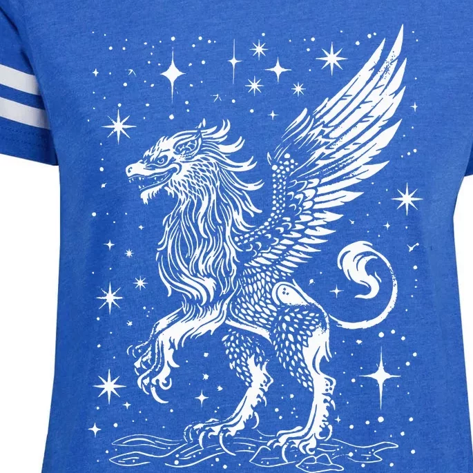 Mystical Creepy Gryphon Greek Mythical Creature Enza Ladies Jersey Football T-Shirt