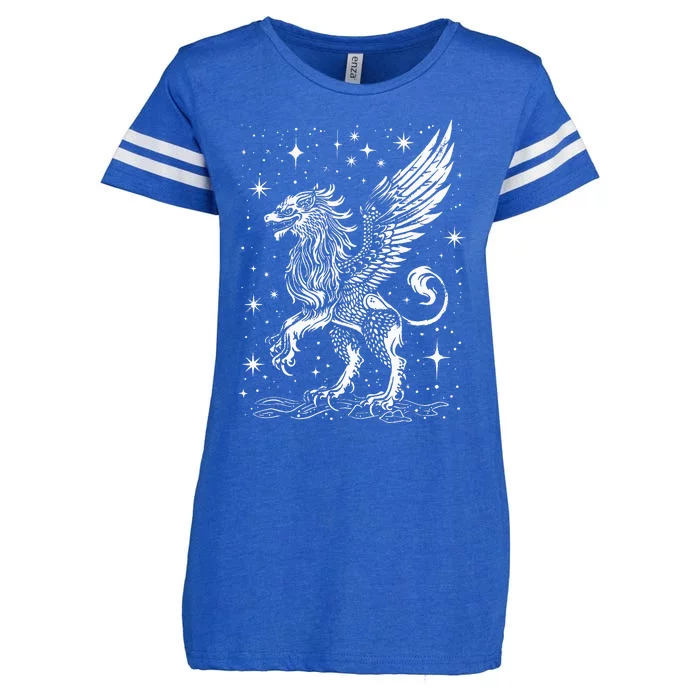 Mystical Creepy Gryphon Greek Mythical Creature Enza Ladies Jersey Football T-Shirt