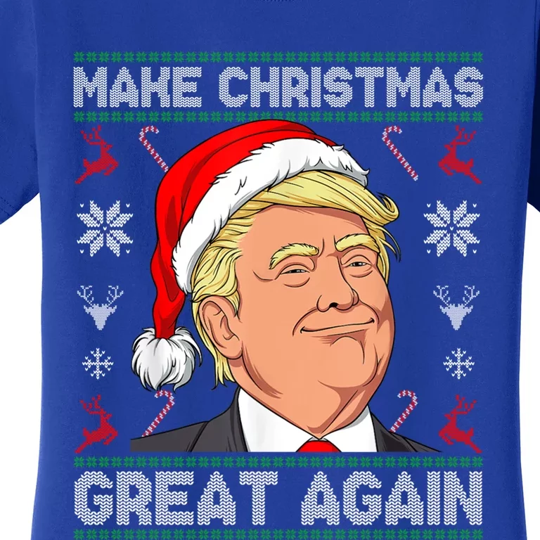 Make Christmas Great Again Santa Trump Ugly Xmas Sweater Gift Women's T-Shirt