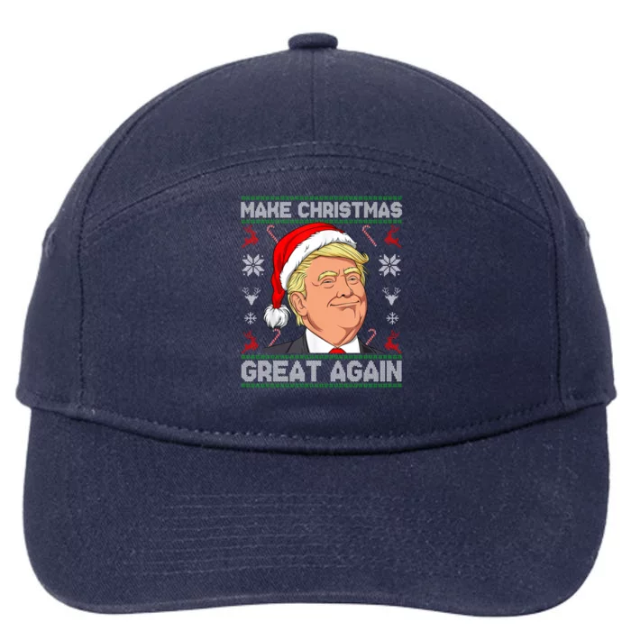 Make Christmas Great Again Santa Trump Ugly Xmas Sweater Gift 7-Panel Snapback Hat