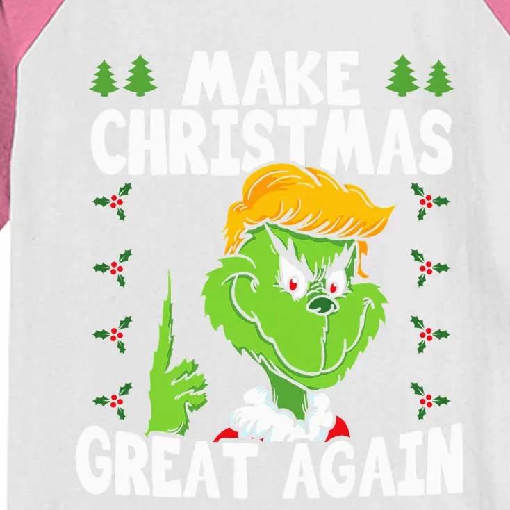 Make Christmas Great Again Donald Trump Xmas Funny Gift Kids Colorblock Raglan Jersey