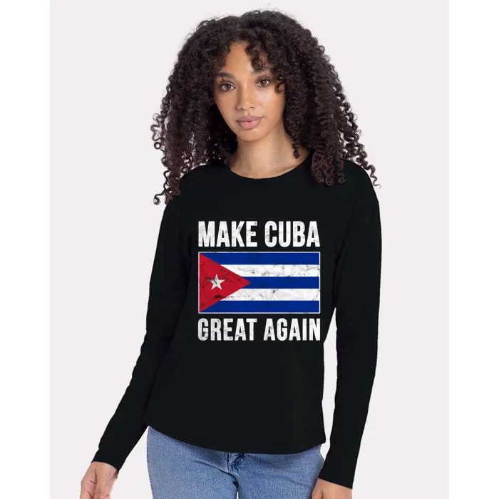 Make Cuba Great Again Cuban Flag Funny Donald Trump Parody Gift Womens Cotton Relaxed Long Sleeve T-Shirt