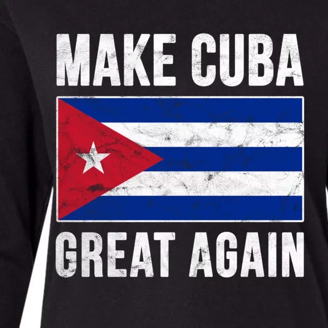 Make Cuba Great Again Cuban Flag Funny Donald Trump Parody Gift Womens Cotton Relaxed Long Sleeve T-Shirt