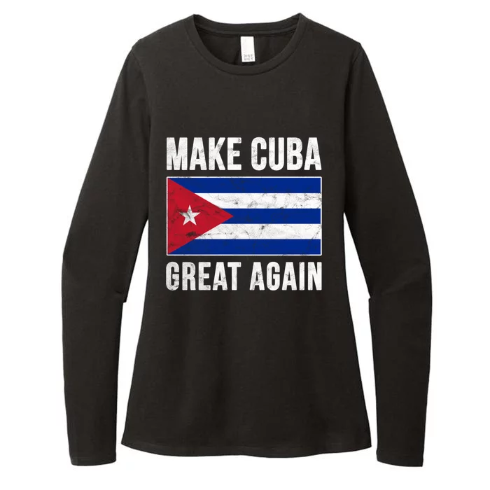 Make Cuba Great Again Cuban Flag Funny Donald Trump Parody Gift Womens CVC Long Sleeve Shirt