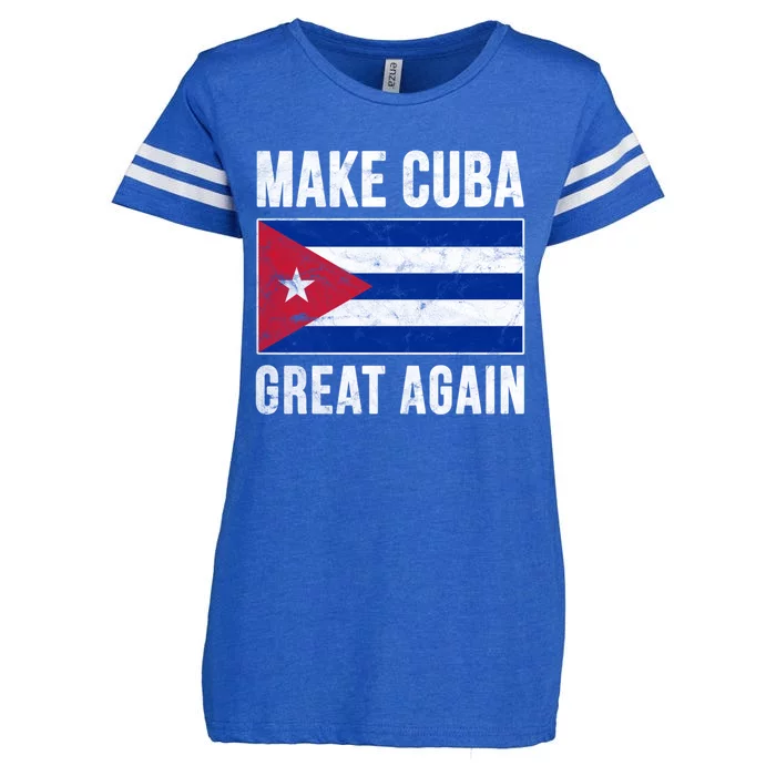 Make Cuba Great Again Cuban Flag Funny Donald Trump Parody Gift Enza Ladies Jersey Football T-Shirt