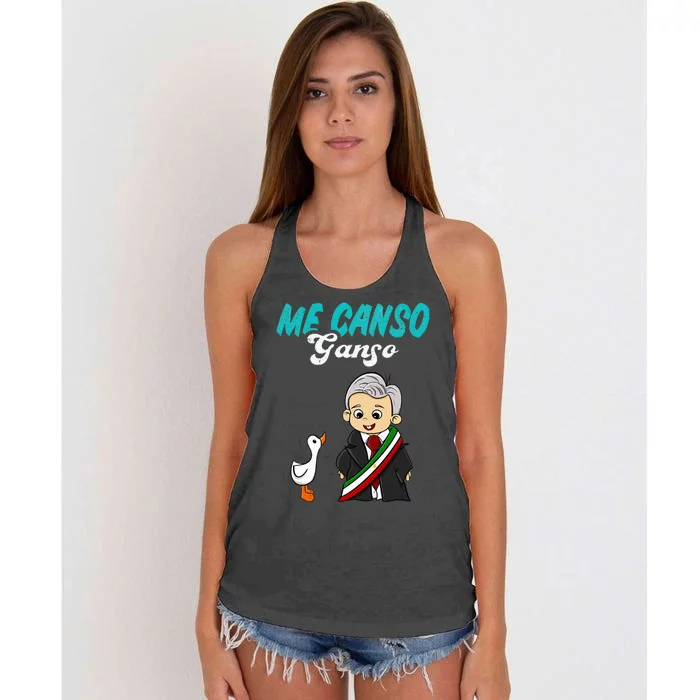 Me Canso Ganso Baby Amlo Cute Lopez Obrador Mexico Women's Knotted Racerback Tank