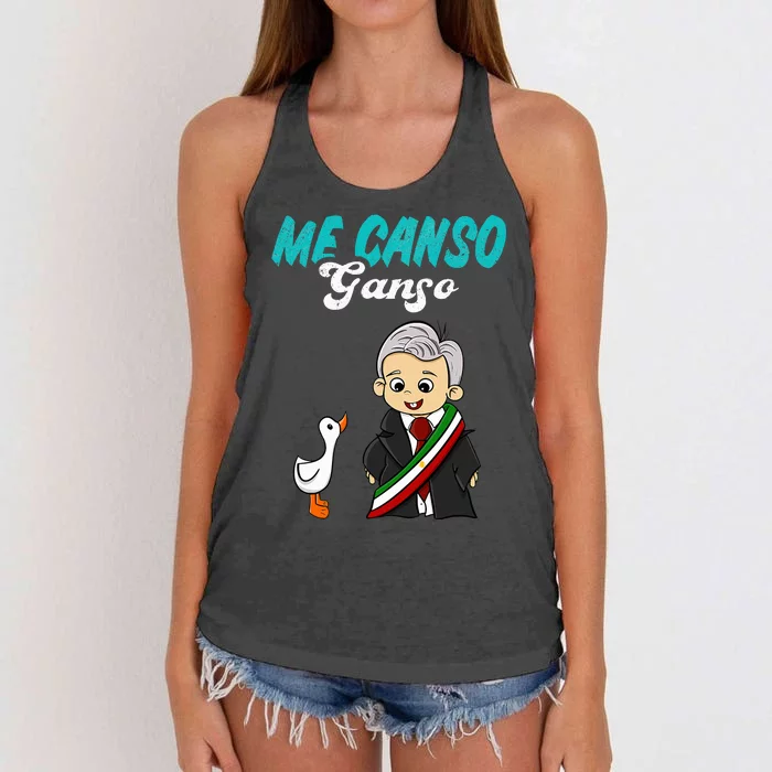 Me Canso Ganso Baby Amlo Cute Lopez Obrador Mexico Women's Knotted Racerback Tank