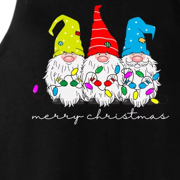 Merry Christmas Gnome Ladies Tri-Blend Wicking Tank