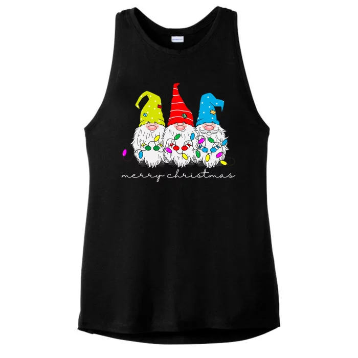 Merry Christmas Gnome Ladies Tri-Blend Wicking Tank